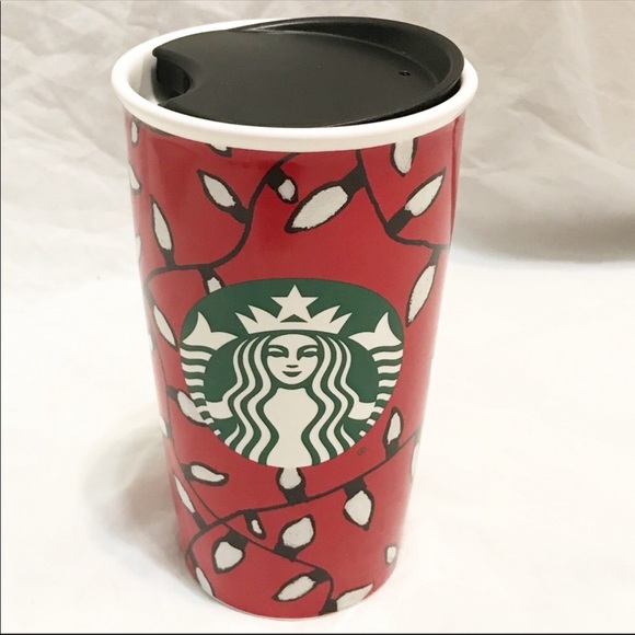 Starbucks Other - Starbucks Christmas Lights Ceramic Travel Mug